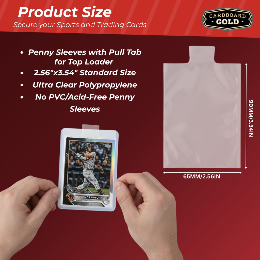 Cardboard Gold 2-Mil Tabbed Sleeves 100-Pack for Card Grading