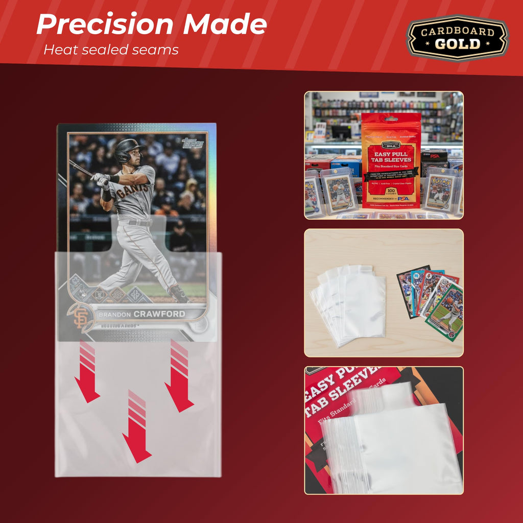 Cardboard Gold 2-Mil Tabbed Sleeves 100-Pack for Card Grading