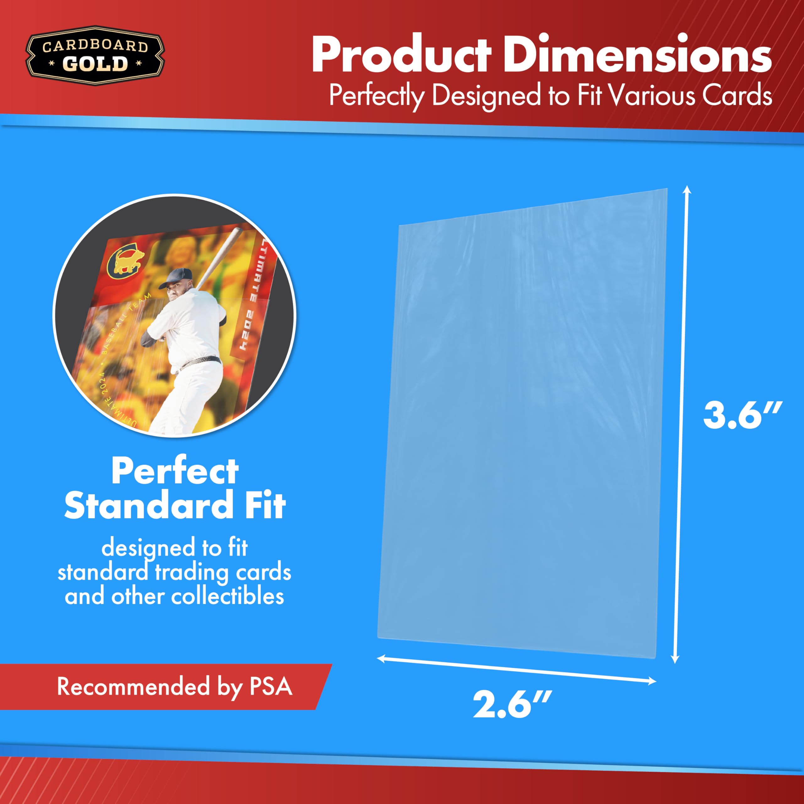 Cardboard Gold Clear Penny Sleeves (400 Count) – Standard Trading Card Protectors, 2-5/8” x 3-5/8”