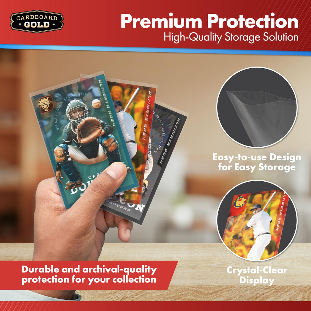 Cardboard Gold Clear Penny Sleeves (400 Count) – Standard Trading Card Protectors, 2-5/8” x 3-5/8”
