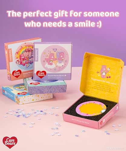 Care Bears 68-Piece Puzzle Mirror by PieceRelax – Bearadise Design, Double-Sided, Plastic Interlocking Pieces