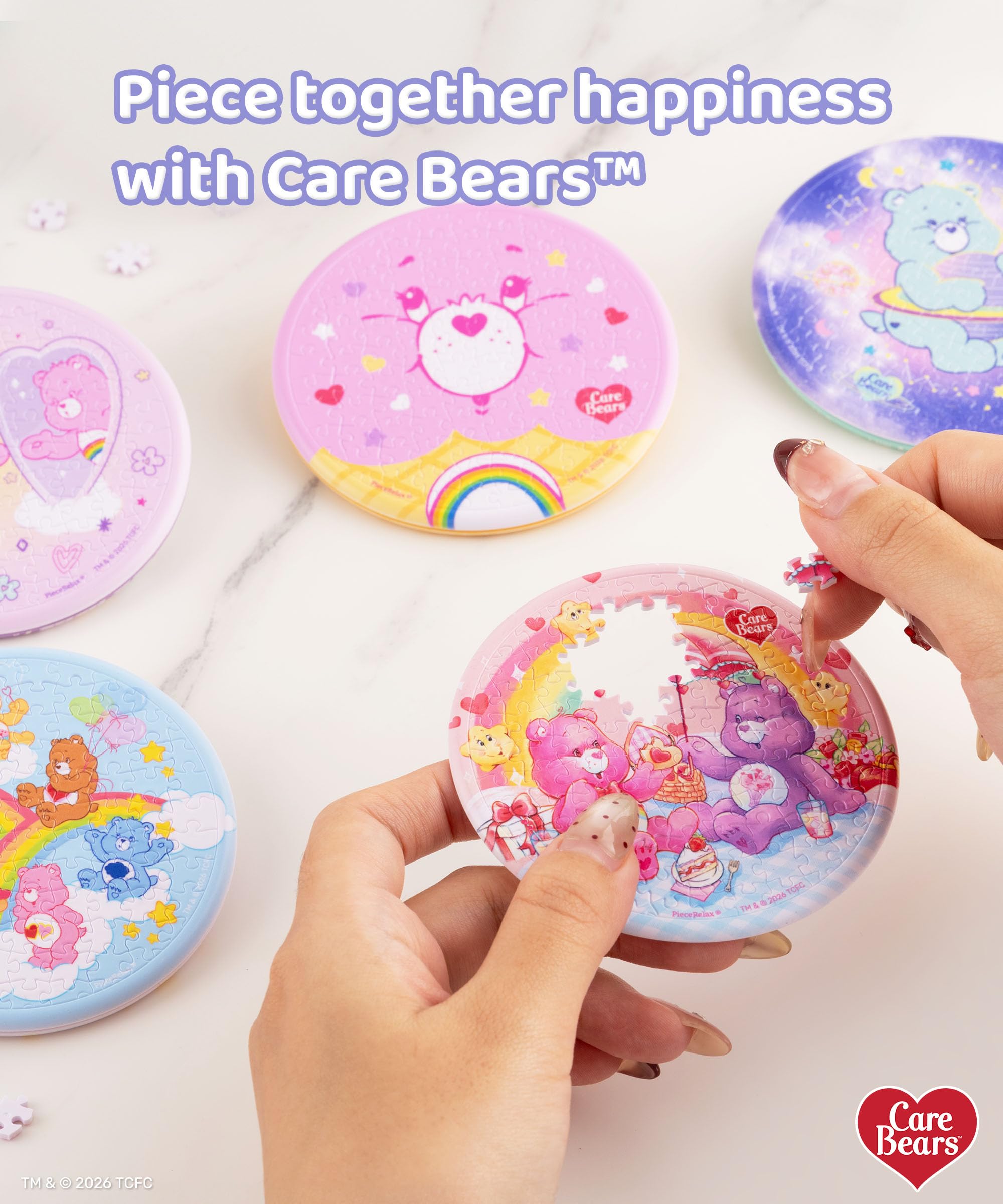 Care Bears 68-Piece Puzzle Mirror by PieceRelax – Bearadise Design, Double-Sided, Plastic Interlocking Pieces