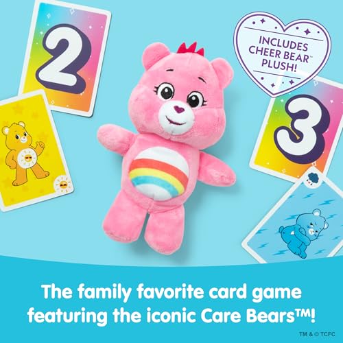 Care Bears Take 4 Card Game with Exclusive Cheer Bear Plush – Fast Family Game for Kids