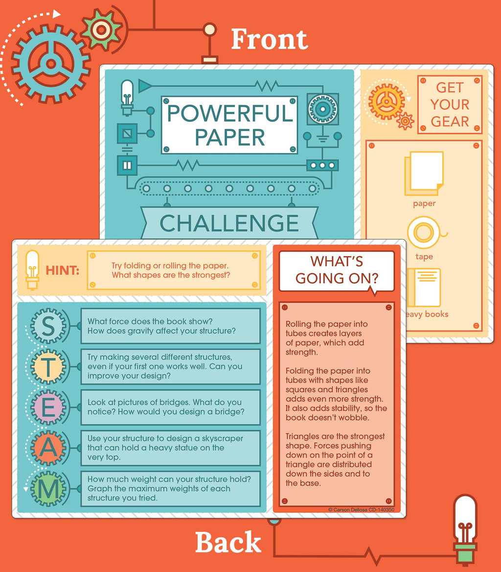 Carson Dellosa STEM Challenges Learning Cards for Kids Ages 7-10: 30 Hands-On Physical, Life, Earth & Space Science Activities