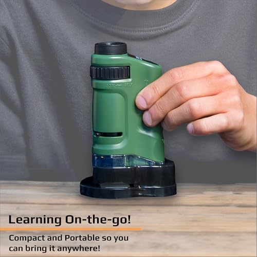 Carson MicroBrite MM-24 20x-40x Zoom LED Pocket Microscope with Slides & Stand