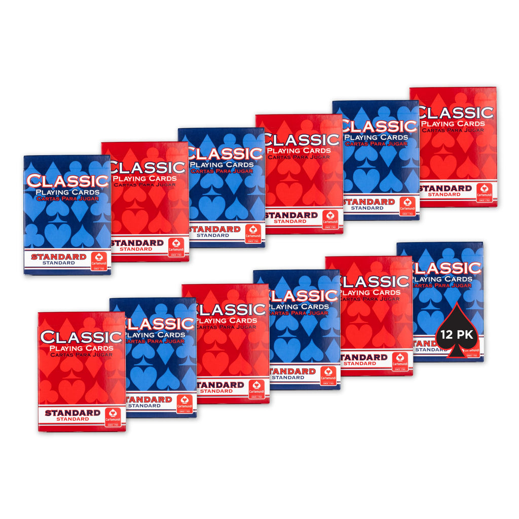 Cartamundi Classic Playing Cards 12 Pack – Standard Index Poker Decks (6 Red, 6 Blue)
