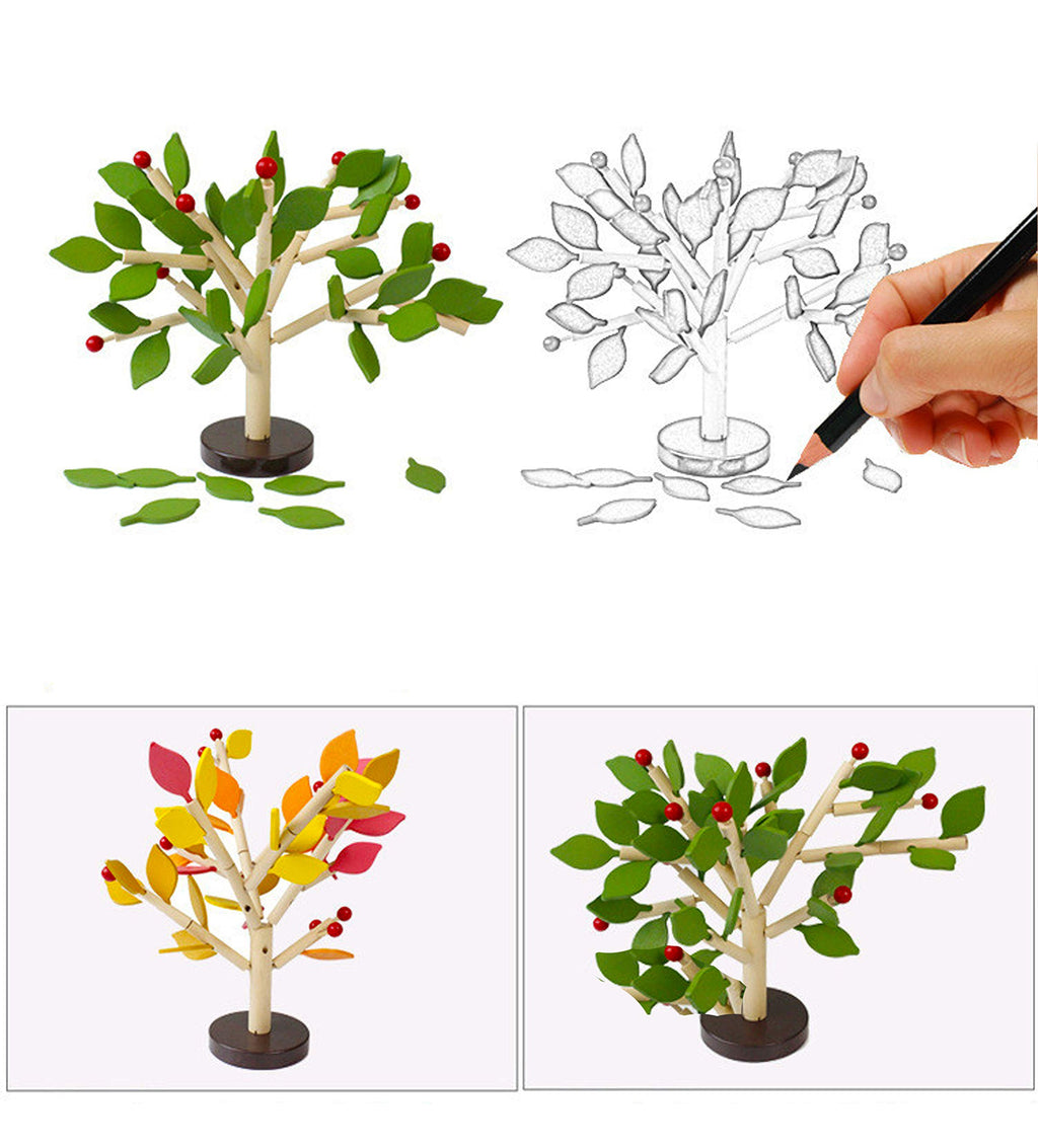 Carykon Wooden Tree Building Blocks - DIY Assembling Puzzle Toy for Ages 3+ (Green)