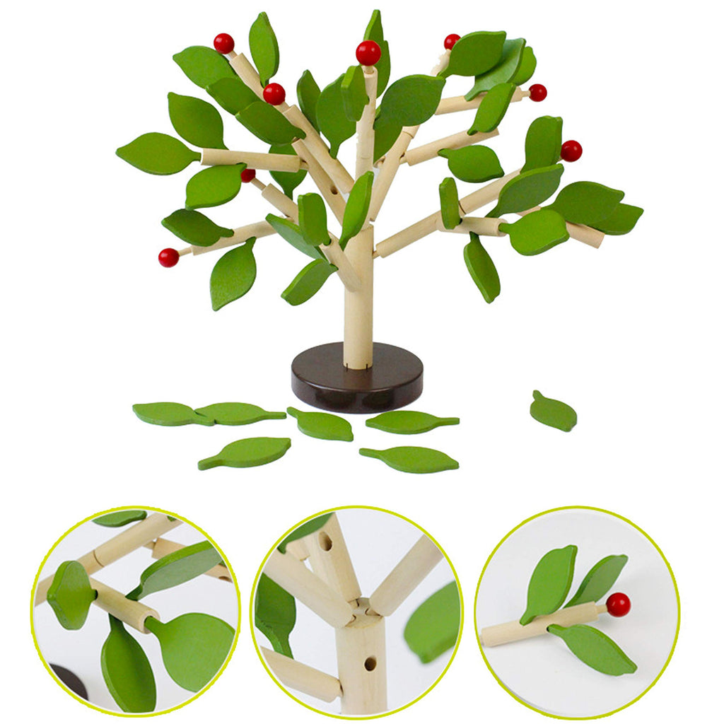Carykon Wooden Tree Building Blocks - DIY Assembling Puzzle Toy for Ages 3+ (Green)
