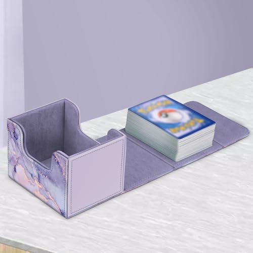 CaseBot Magnetic Card Deck Box - Lilac Marble - Holds 180+ Cards for MTG, Yugioh, TCG