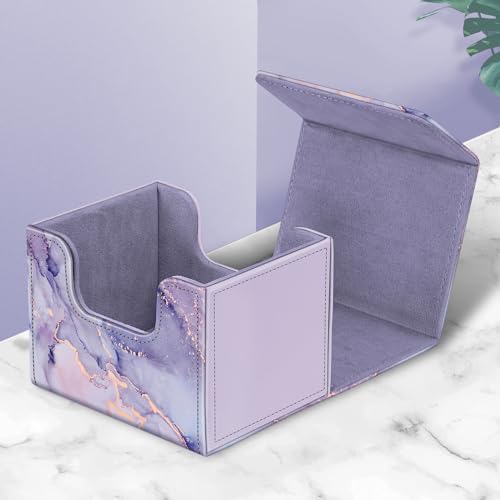 CaseBot Magnetic Card Deck Box - Lilac Marble - Holds 180+ Cards for MTG, Yugioh, TCG