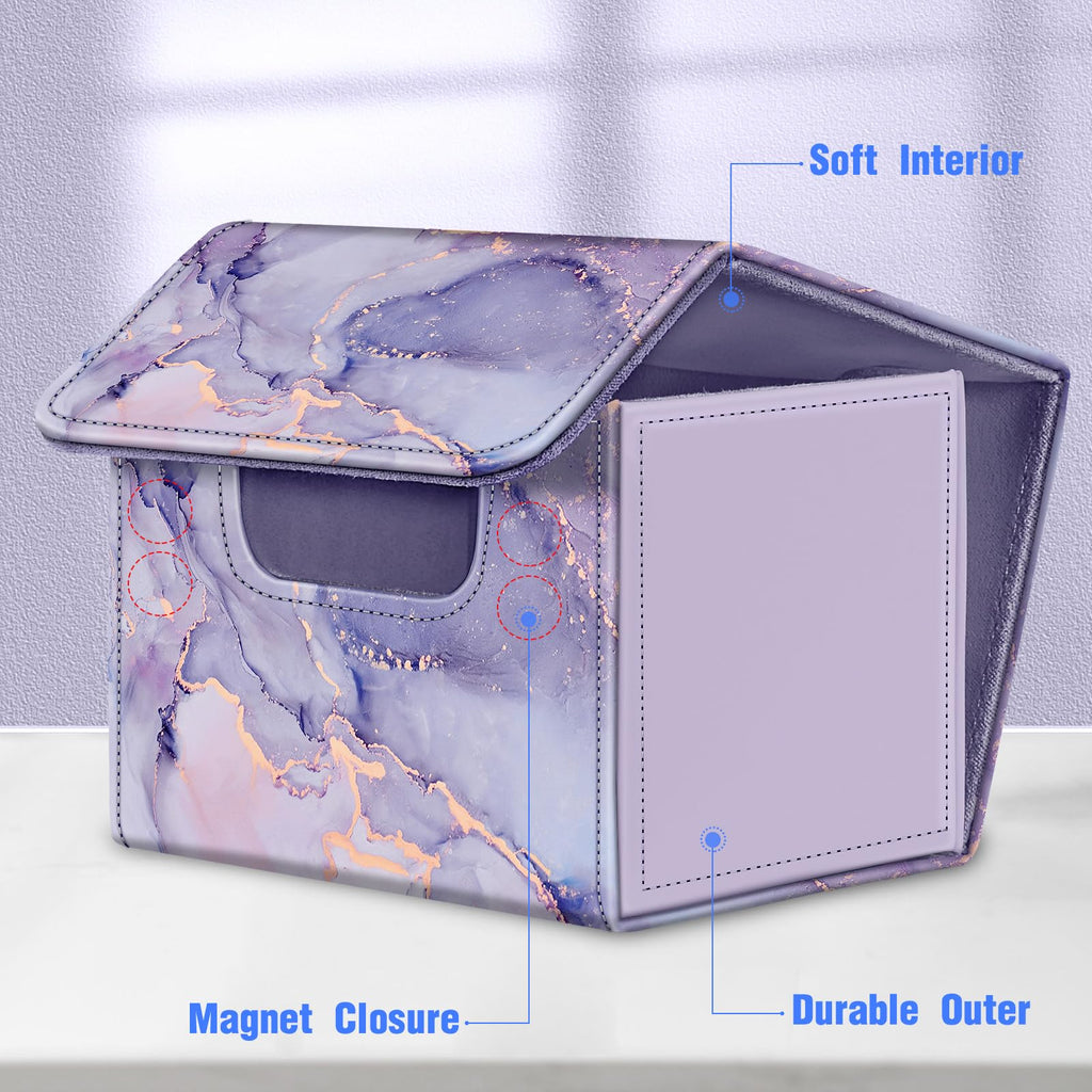CaseBot Magnetic Card Deck Box - Lilac Marble - Holds 180+ Cards for MTG, Yugioh, TCG