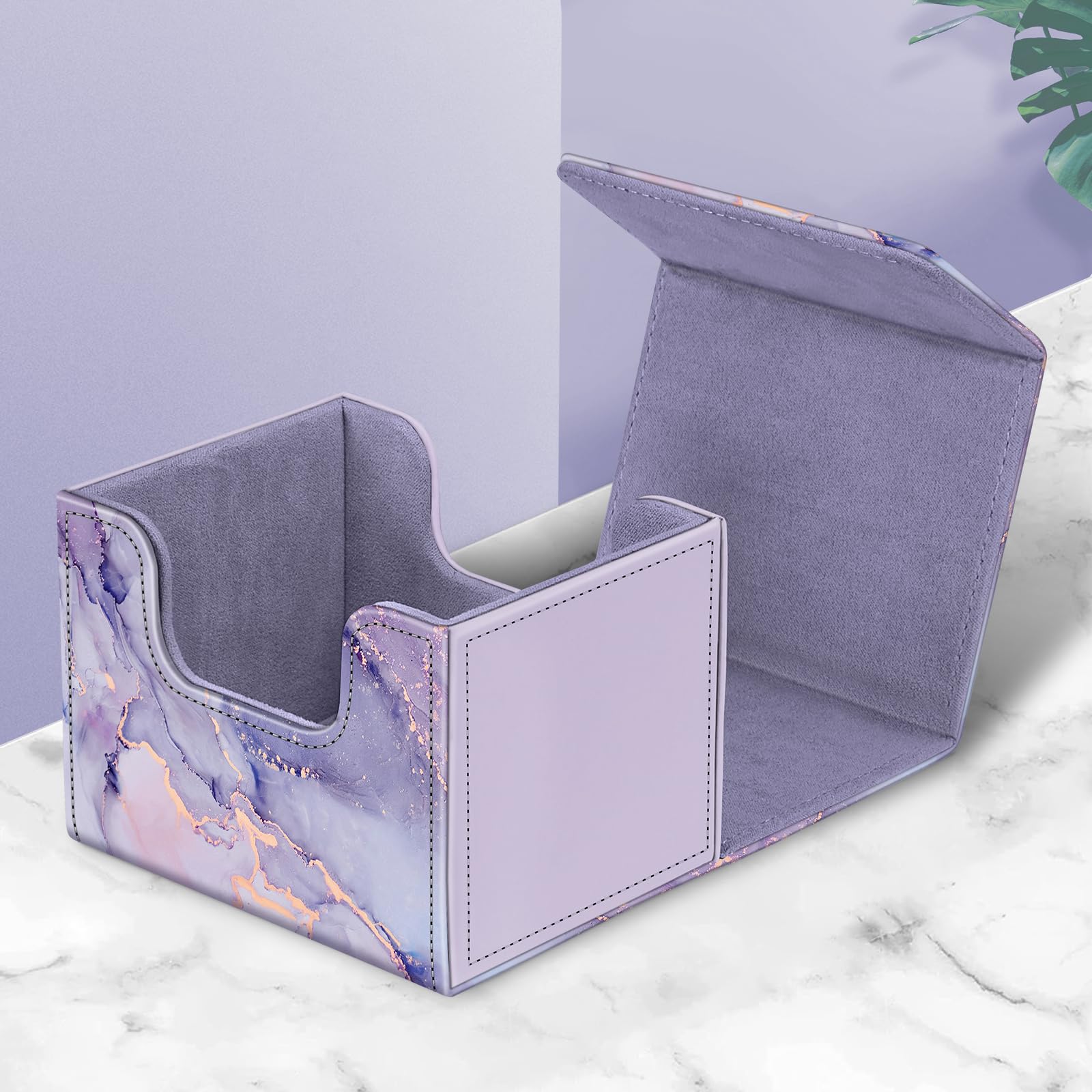 CaseBot Magnetic Card Deck Box - Lilac Marble - Holds 180+ Cards for MTG, Yugioh, TCG
