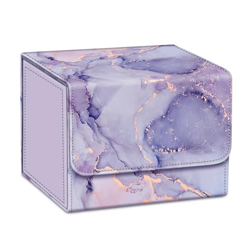 CaseBot Magnetic Card Deck Box - Lilac Marble - Holds 180+ Cards for MTG, Yugioh, TCG