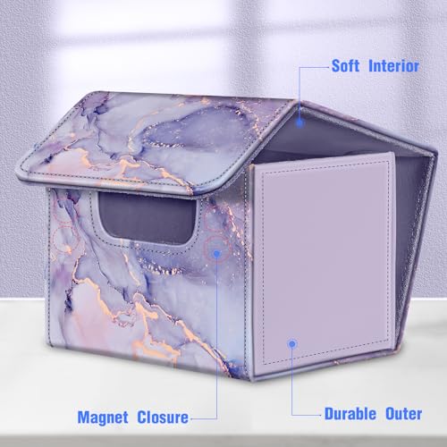 CaseBot Magnetic Card Deck Box - Lilac Marble - Holds 180+ Cards for MTG, Yugioh, TCG