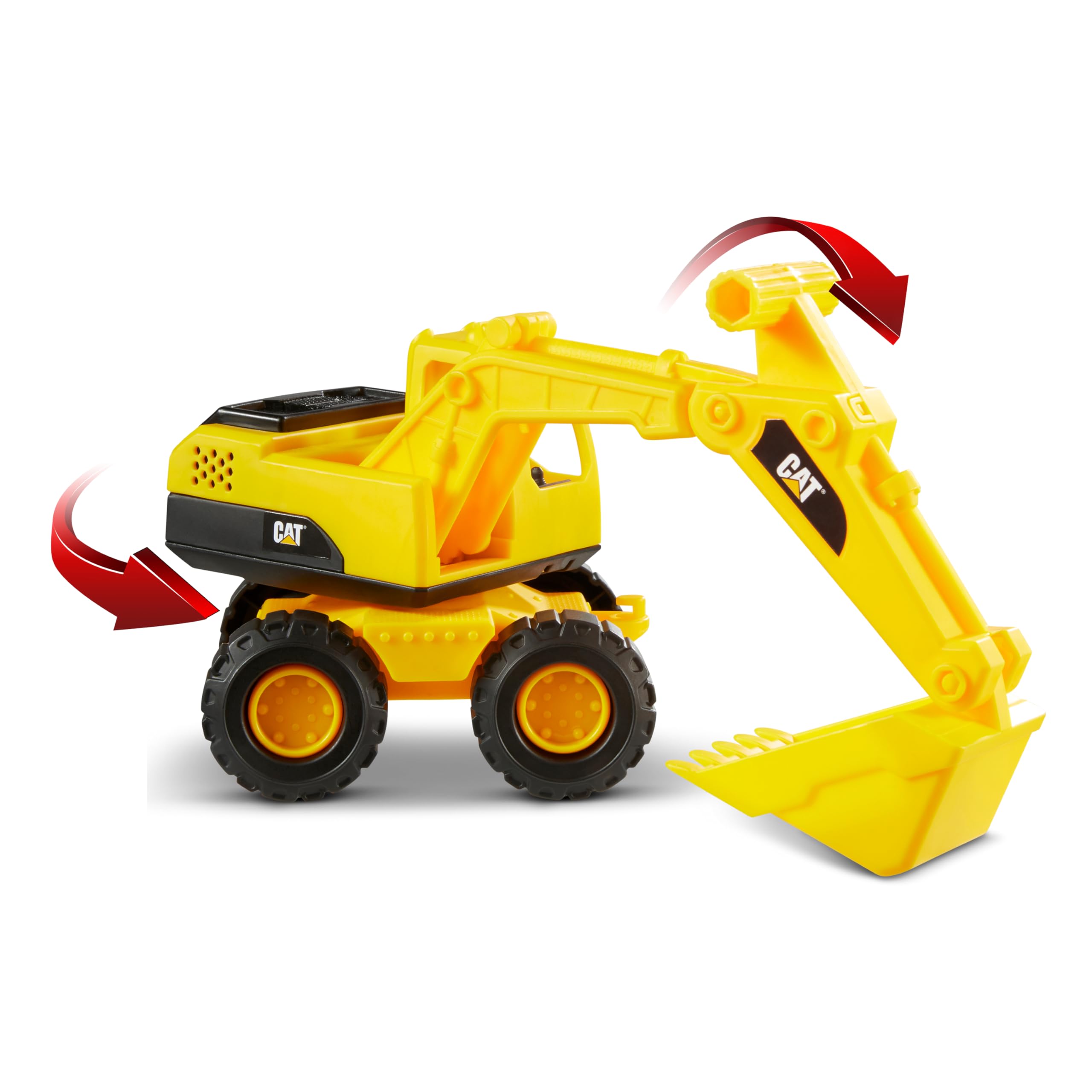 Cat Construction Fleet 10" Excavator Toy – Heavy-Duty Plastic, Working Boom & Free-Rolling Wheels for Toddlers Ages 2+
