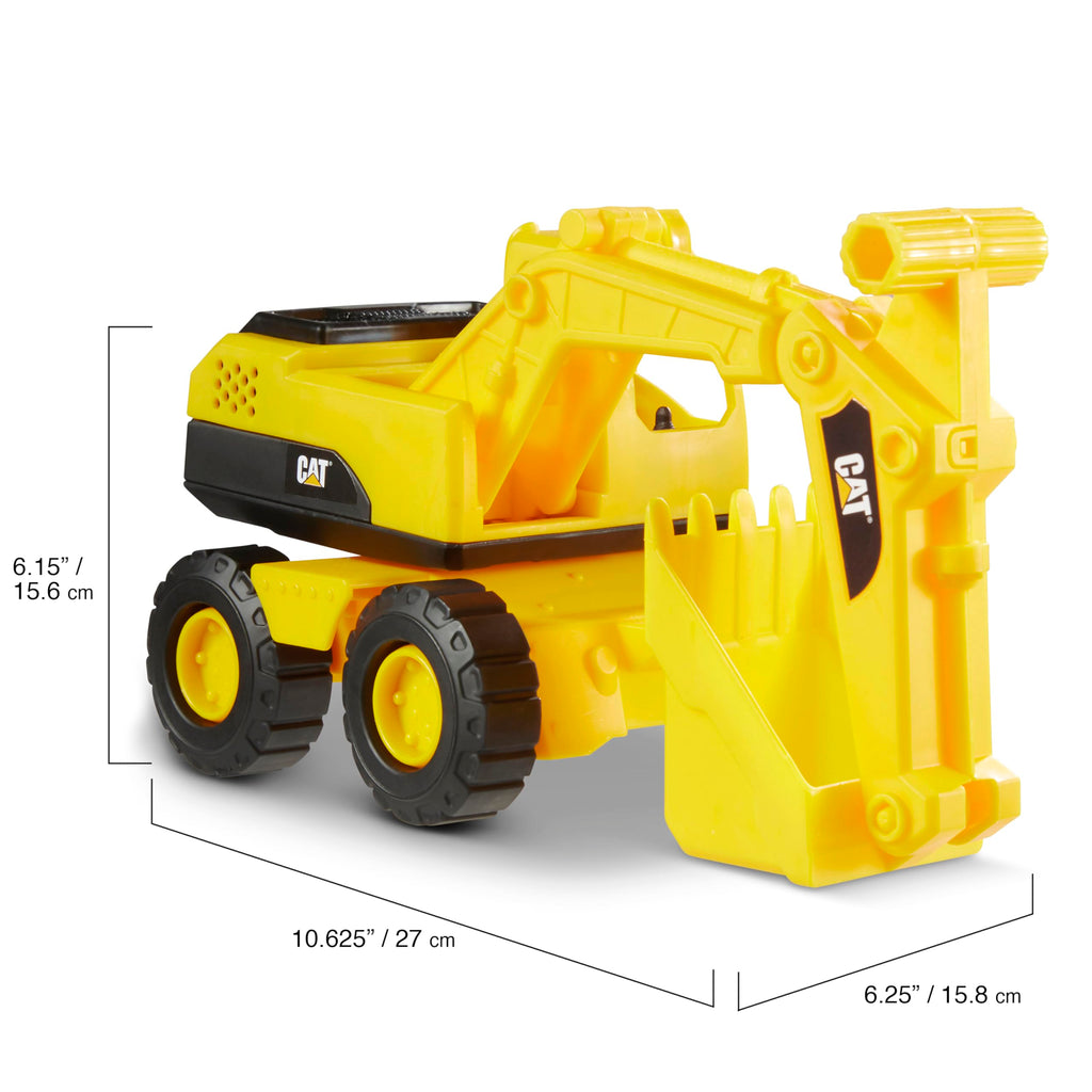 Cat Construction Fleet 10" Excavator Toy – Heavy-Duty Plastic, Working Boom & Free-Rolling Wheels for Toddlers Ages 2+