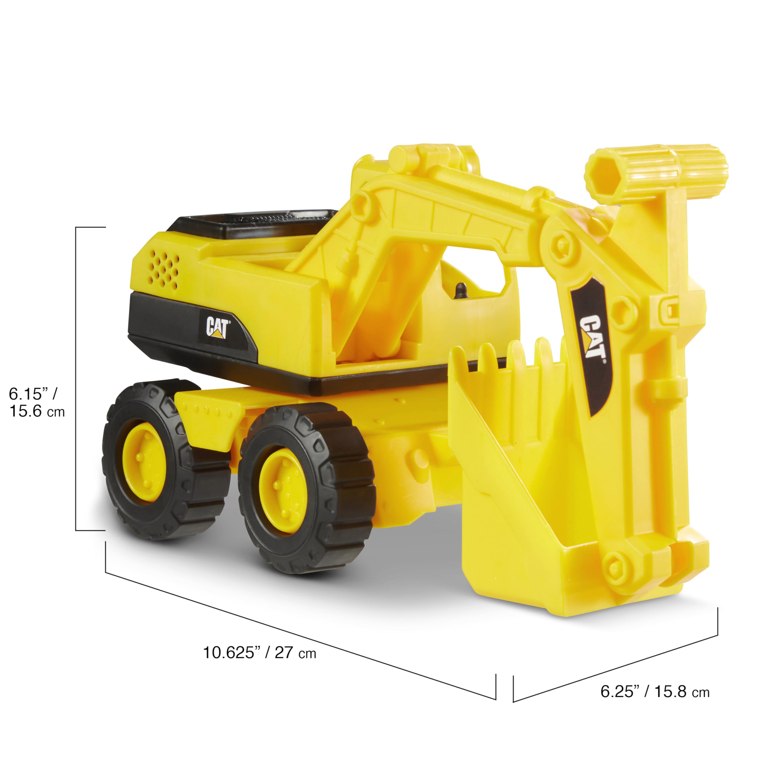 Cat Construction Fleet 10" Excavator Toy – Heavy-Duty Plastic, Working Boom & Free-Rolling Wheels for Toddlers Ages 2+