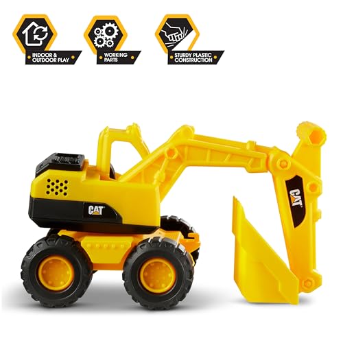 Cat Construction Fleet 10" Excavator Toy – Heavy-Duty Plastic, Working Boom & Free-Rolling Wheels for Toddlers Ages 2+