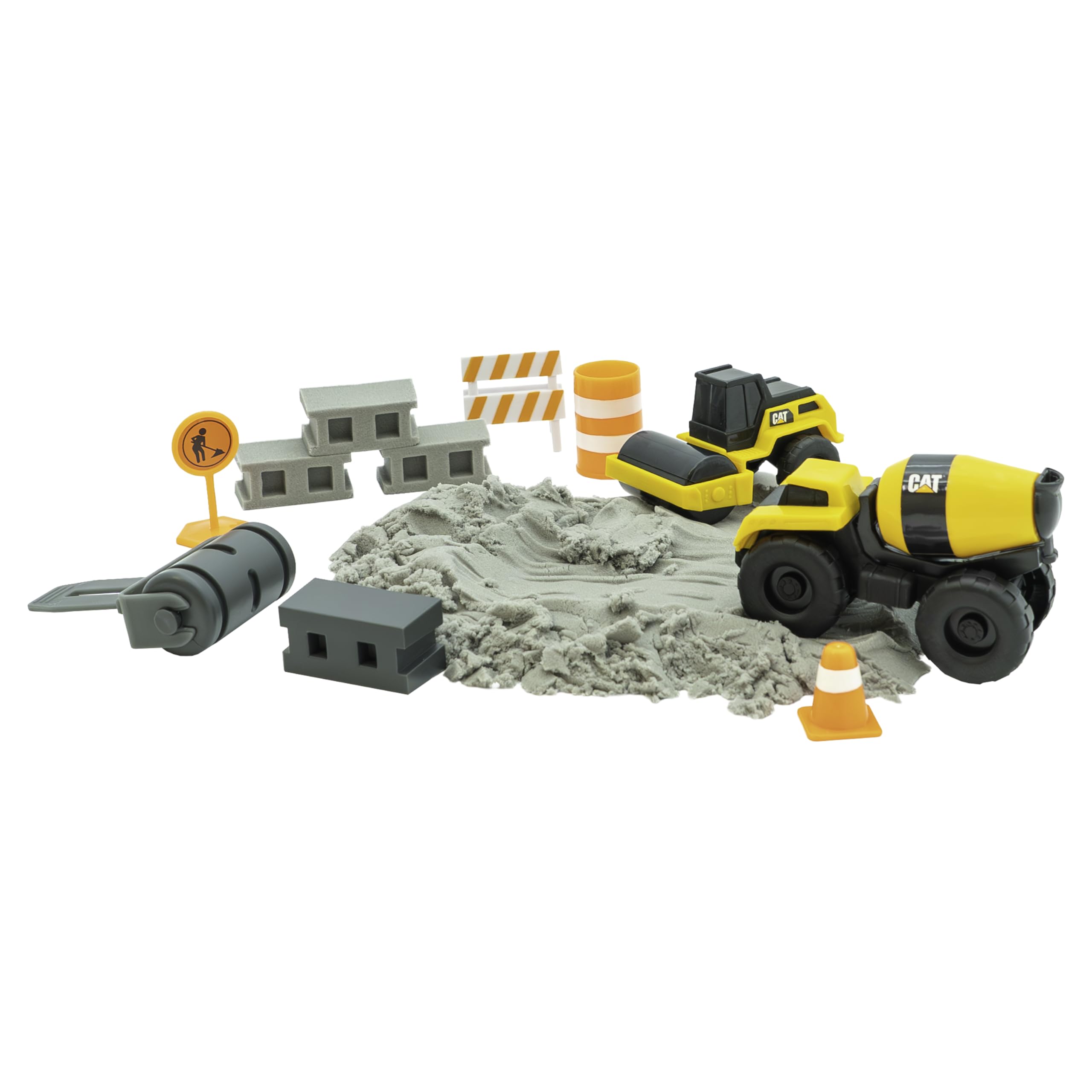 CAT Dig N' Build Concrete Playset – 2 Vehicles, 10 oz Moldable Compound, for Ages 3+