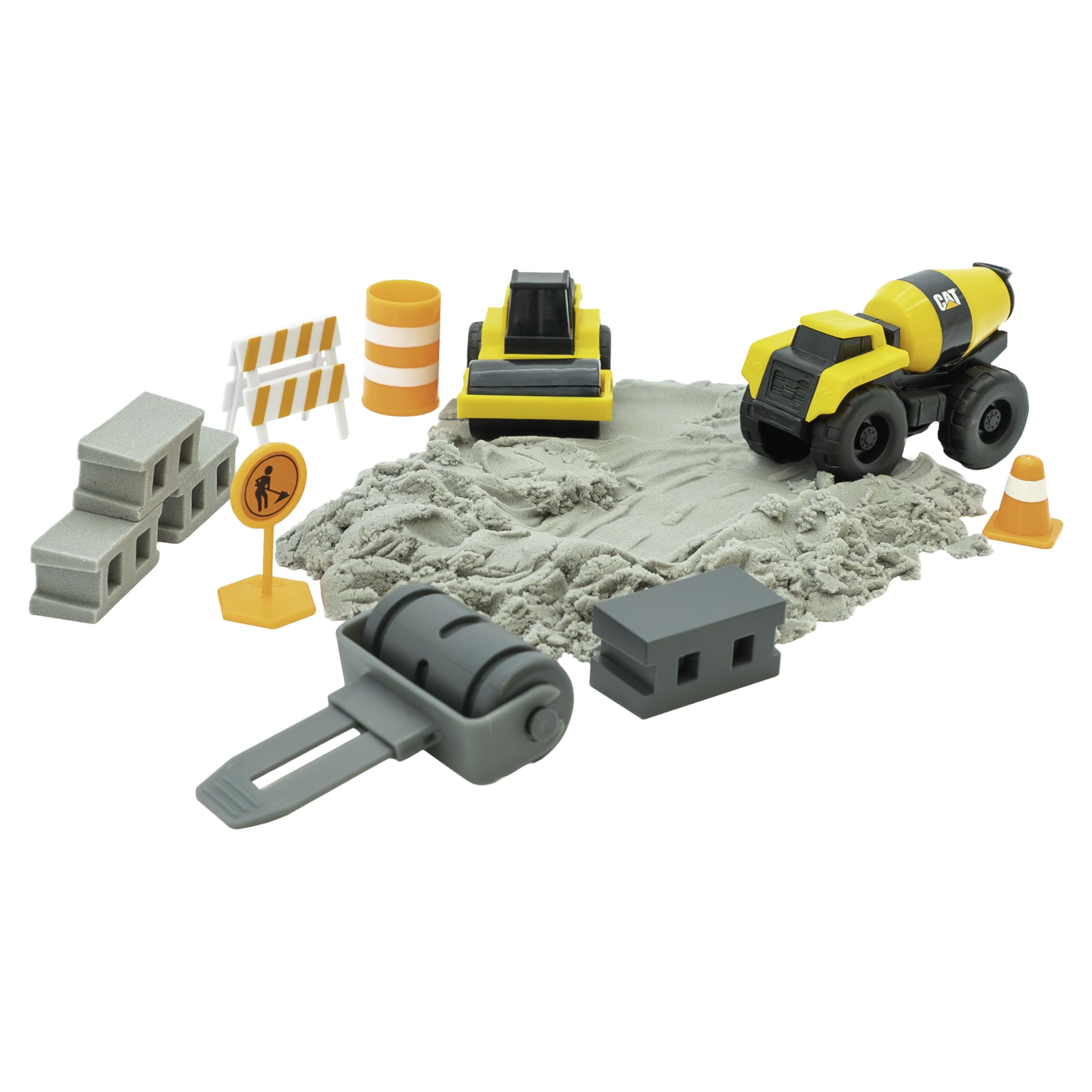 CAT Dig N' Build Concrete Playset – 2 Vehicles, 10 oz Moldable Compound, for Ages 3+