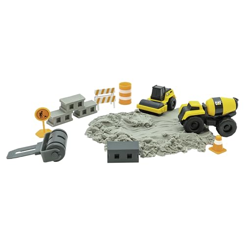 CAT Dig N' Build Concrete Playset – 2 Vehicles, 10 oz Moldable Compound, for Ages 3+