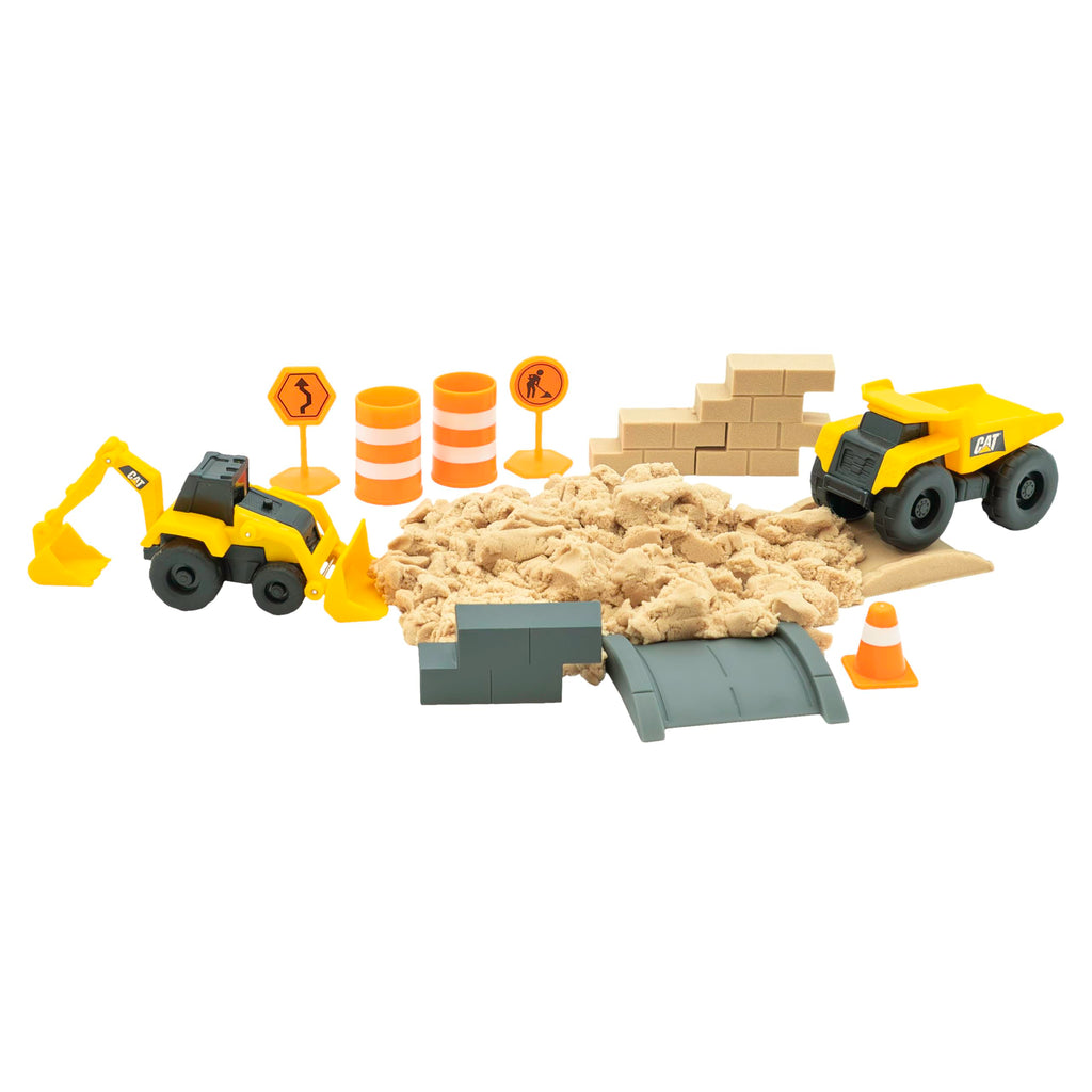 CAT Dig N' Build Dirt Playset with 10 oz Compound and 2 Vehicles for Kids Ages 3+
