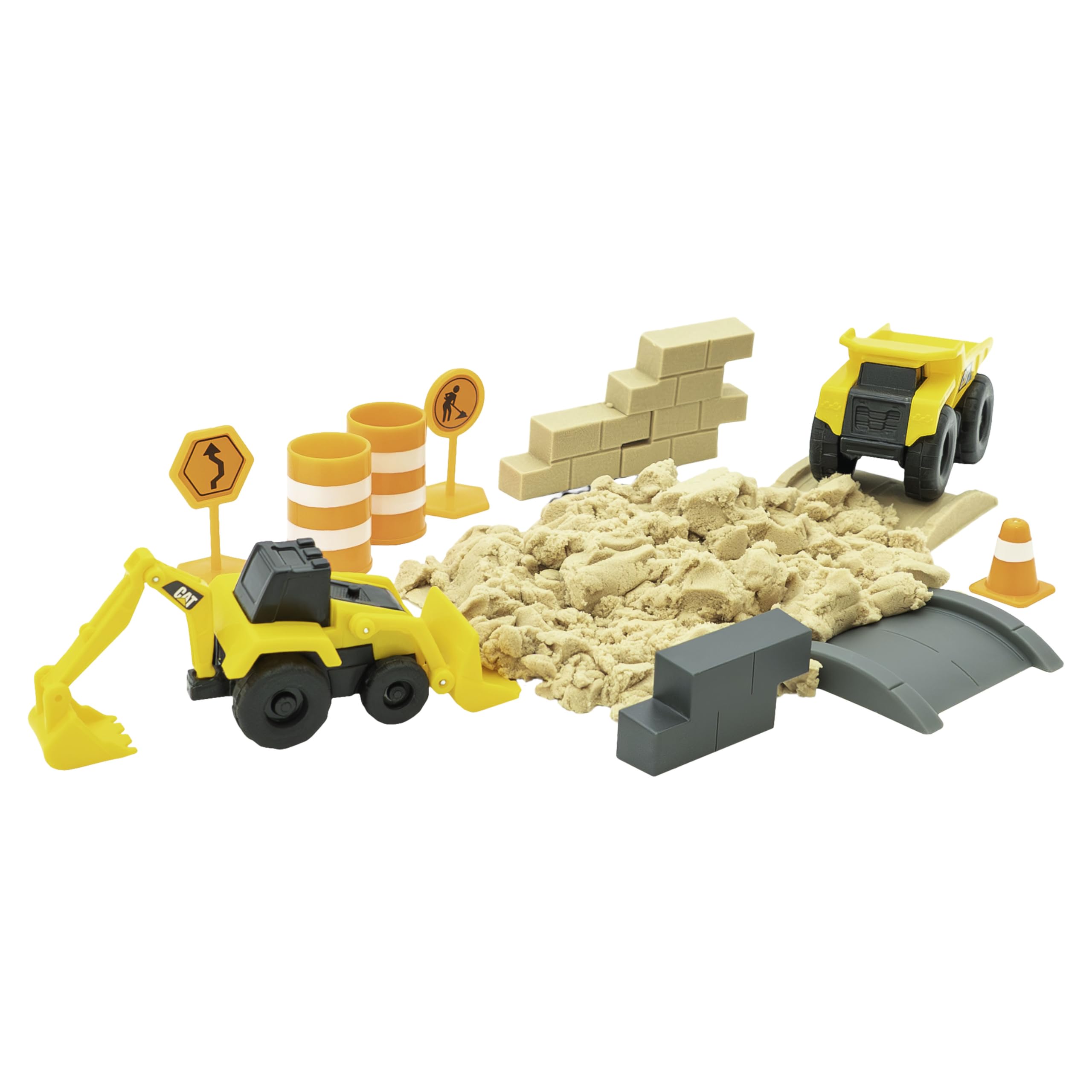 CAT Dig N' Build Dirt Playset with 10 oz Compound and 2 Vehicles for Kids Ages 3+