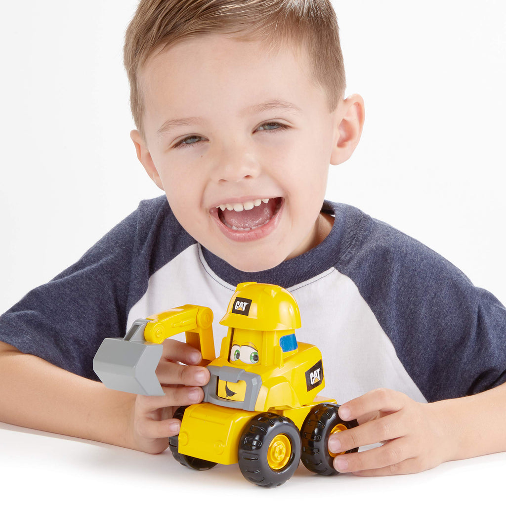CAT Junior Crew Construction Pals Excavator Toy with Sounds and Animated Face for Ages 2+