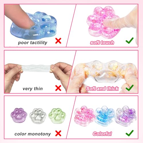 Cat Paw Squishy Toys 4-Pack: Ultra-Soft Kawaii Stress Relief Fidgets for Kids & Adults, Sensory Play for Anxiety & ADHD