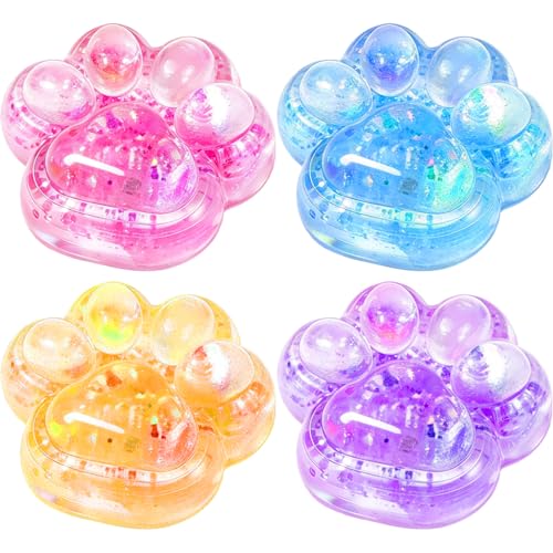 Cat Paw Squishy Toys 4-Pack: Ultra-Soft Kawaii Stress Relief Fidgets for Kids & Adults, Sensory Play for Anxiety & ADHD