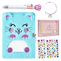 Cat Plush Diary with Lock and Keys for Girls - A5 Secret Journal 160 Pages