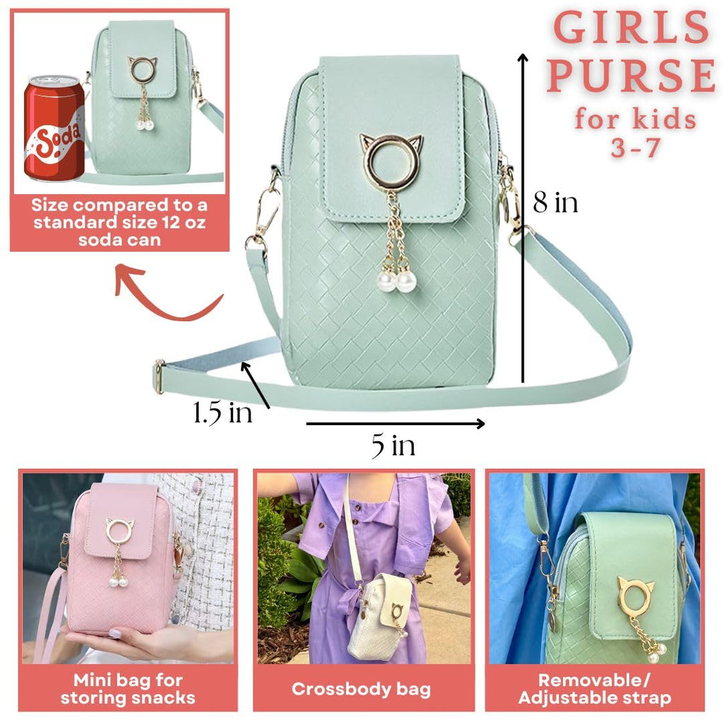 Cat Purse for Little Girls with Cat Sunglasses & Gift Box – Crossbody Bag for Kids (Pink)