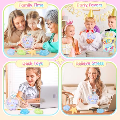 CatchCute 5-Pack Squishy Toys Set – Soft Silicone Elephant, Starfish, Crab & More for Stress Relief and Sensory Play
