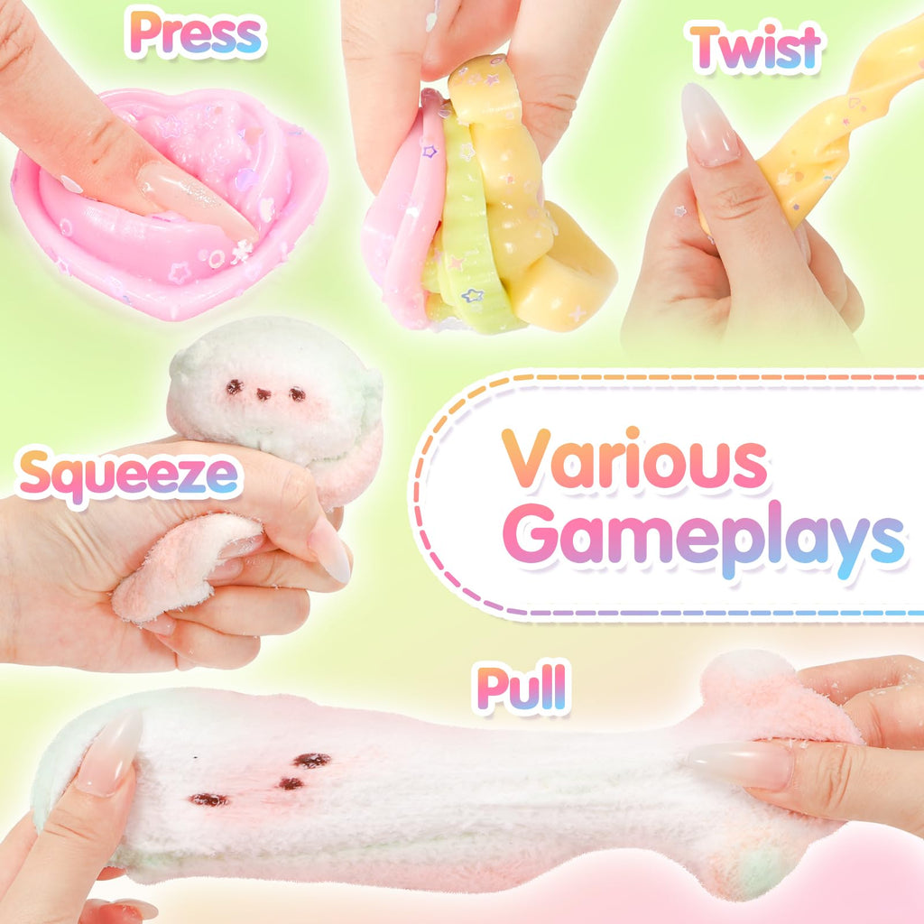 CatchCute 5-Piece Squishies Toy Set – Soft Squeeze Toys for Stress Relief, Sensory Fidget Toys for Kids and Adults