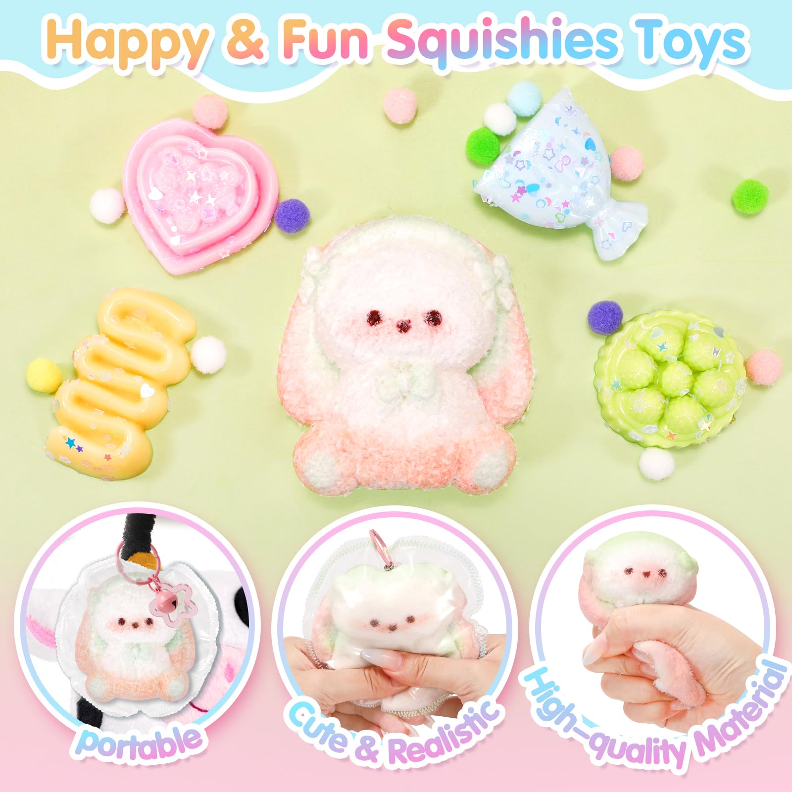 CatchCute 5-Piece Squishies Toy Set – Soft Squeeze Toys for Stress Relief, Sensory Fidget Toys for Kids and Adults