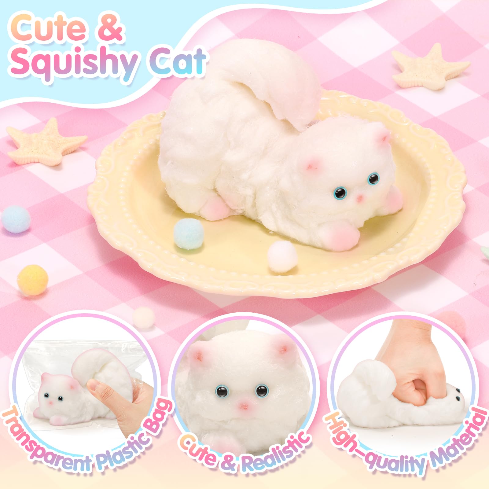 CatchCute Big Squeeze Cat Toy with Basket – Soft Squishy for Stress & Sensory Play