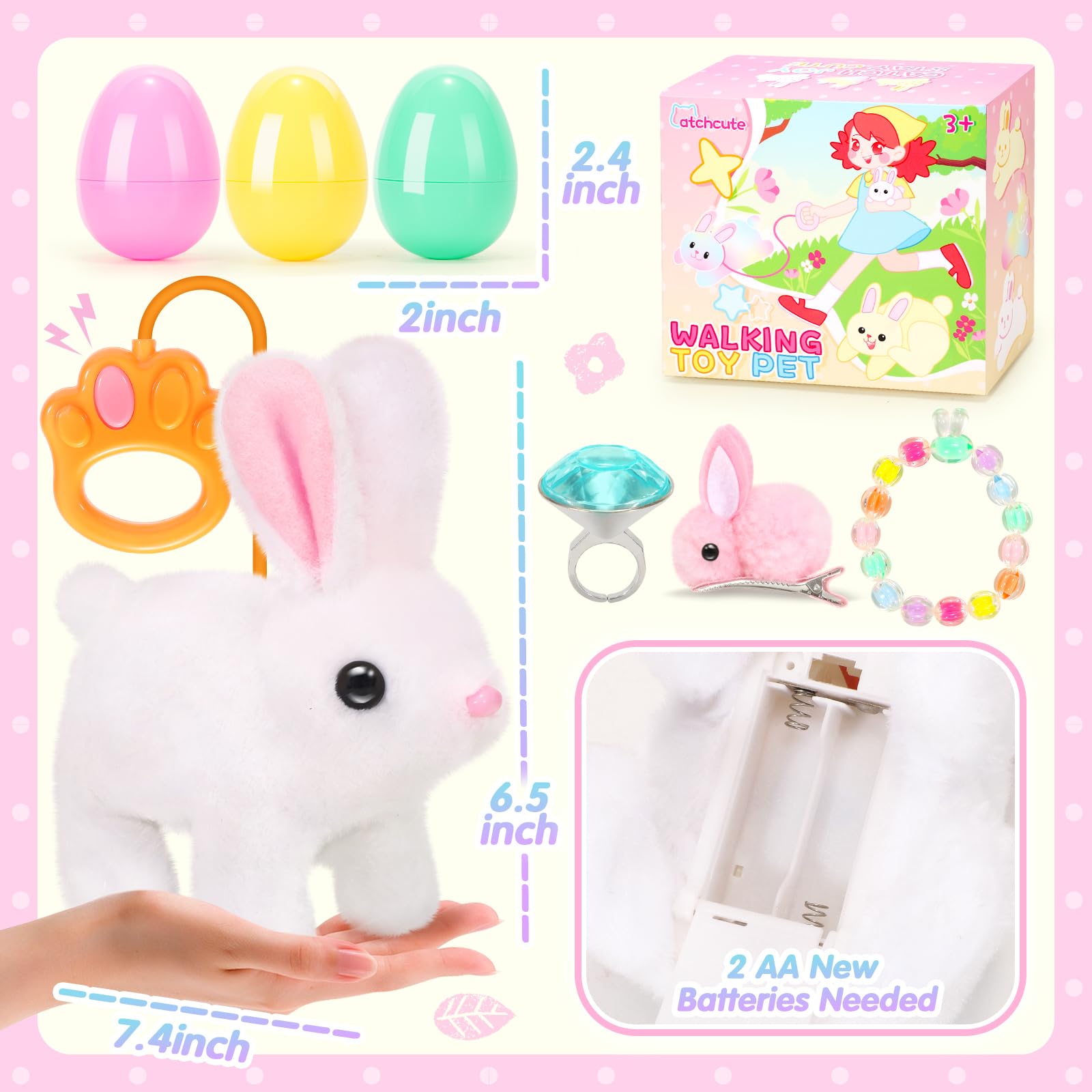 CatchCute Easter Hopping Plush Bunny Interactive Toy for Kids with Remote Control Leash