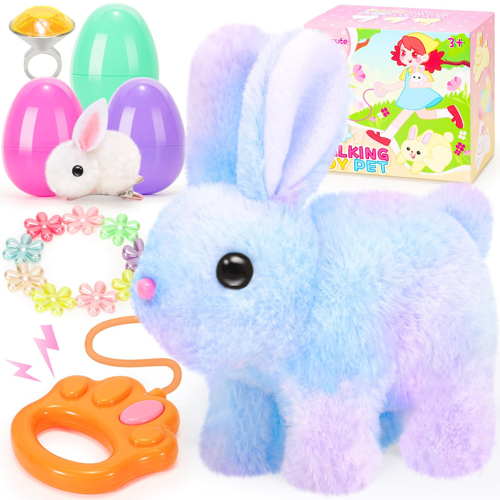 CatchCute Interactive Plush Bunny Toy with Remote Control - Walking, Sounds, Easter Gift for Toddlers