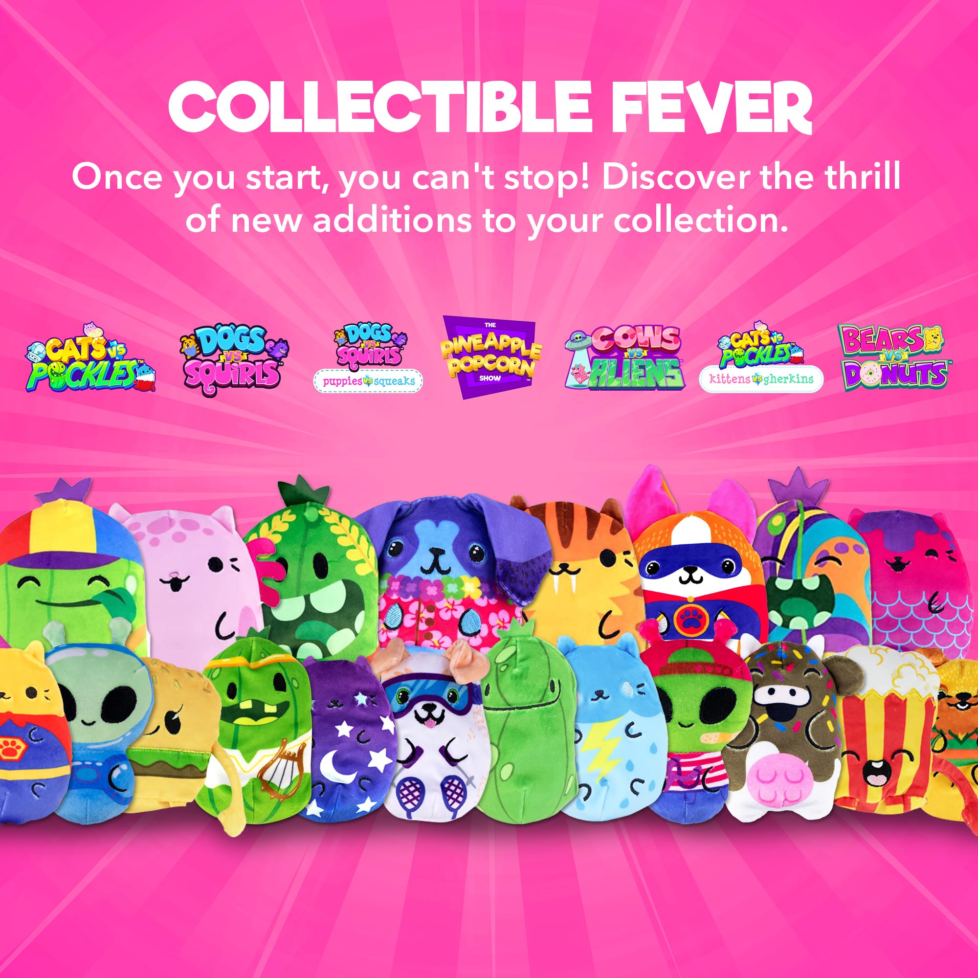 Cats vs Pickles Chonk Fuchsia Wave A Mystery Bag - 1 Pack, 6-Inch Plush, Blind Bag Collectible