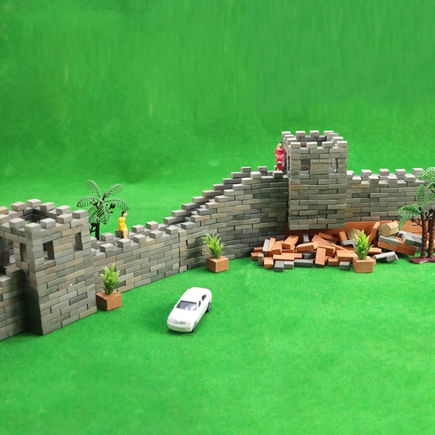 Cayway 420-Piece Mini Red Bricks for Dollhouse Diorama Landscaping Pottery Clay 11x6x2.5mm
