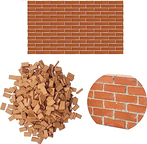 Cayway 420-Piece Mini Red Bricks for Dollhouse Diorama Landscaping Pottery Clay 11x6x2.5mm