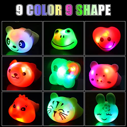 CCINEE 24-Pack LED Animal Light-Up Rings with 3 Flashing Modes - Glow Party Favors & Prizes