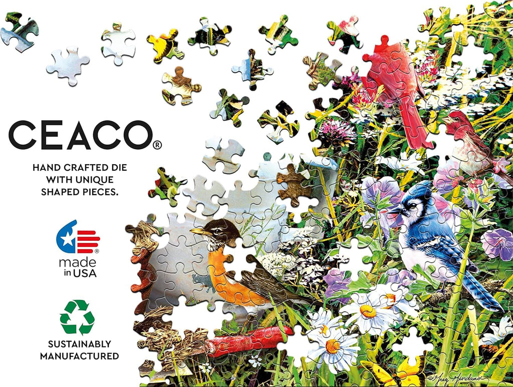 Ceaco Garden Birds 500 Piece Puzzle – 24x18 Inches, Includes Full-Color Poster