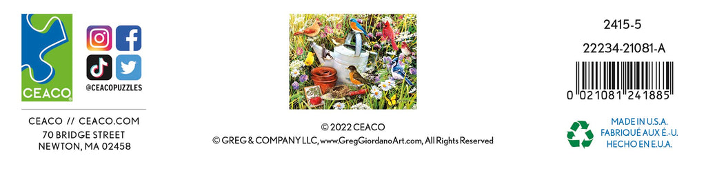 Ceaco Garden Birds 500 Piece Puzzle – 24x18 Inches, Includes Full-Color Poster