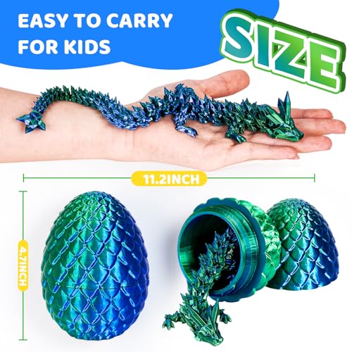 Cessfle 12-Inch Prefilled Easter Egg with Articulated 3D Printed Dragon – Crystal Texture, Eco-Friendly PLA, Easter Basket Surprise for Kids & Adults