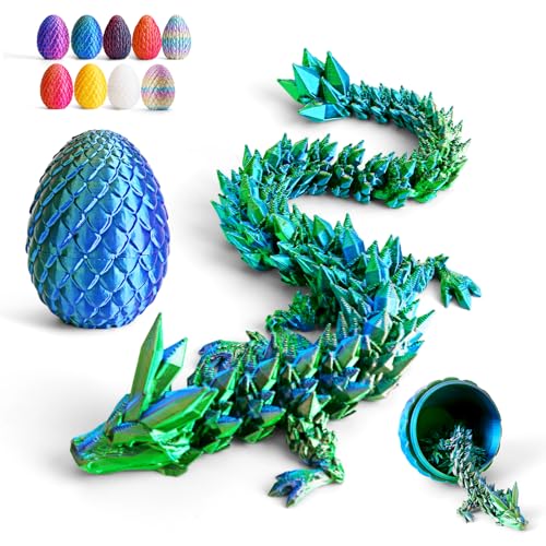 Cessfle 12-Inch Prefilled Easter Egg with Articulated 3D Printed Dragon – Crystal Texture, Eco-Friendly PLA, Easter Basket Surprise for Kids & Adults