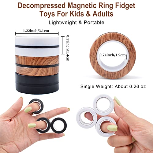 Cevioce 9-Piece Magnetic Ring Fidget Toy Set – Stress Relief Fidget Rings for ADHD, Anxiety, Focus – Gifts for Kids & Adults
