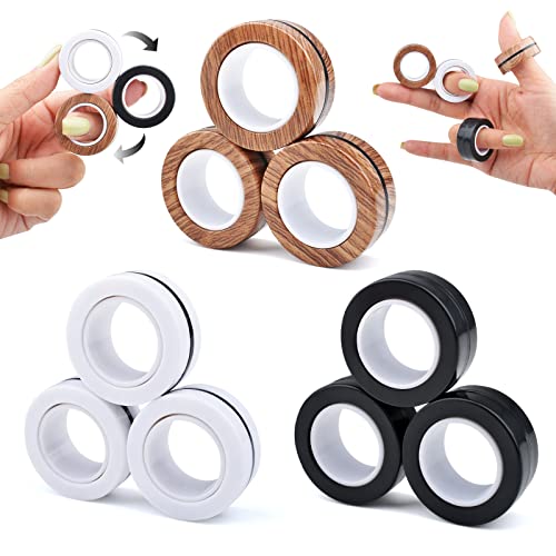 Cevioce 9-Piece Magnetic Ring Fidget Toy Set – Stress Relief Fidget Rings for ADHD, Anxiety, Focus – Gifts for Kids & Adults
