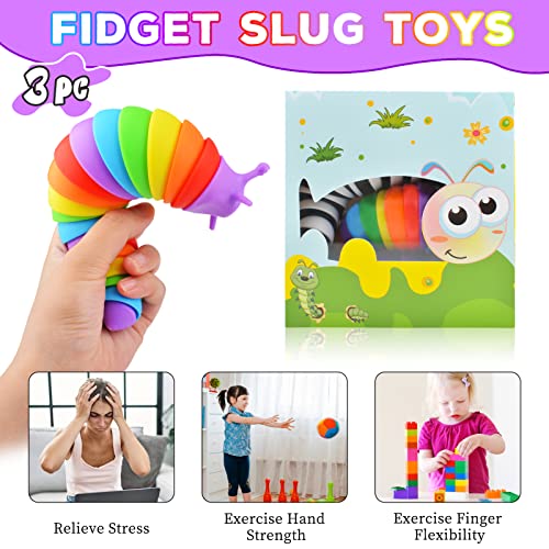 Cevioce Fidget Slug Toy 3-Pack – Sensory Toys for Autism, Stress Relief, and Travel