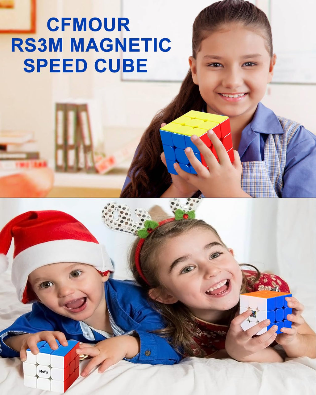 CFMOUR Magnetic Speed Cube 3x3 – 48 Magnets, MoYu RS3M Stickerless, Adjustable Tension, Brain Teaser Puzzle with Stand